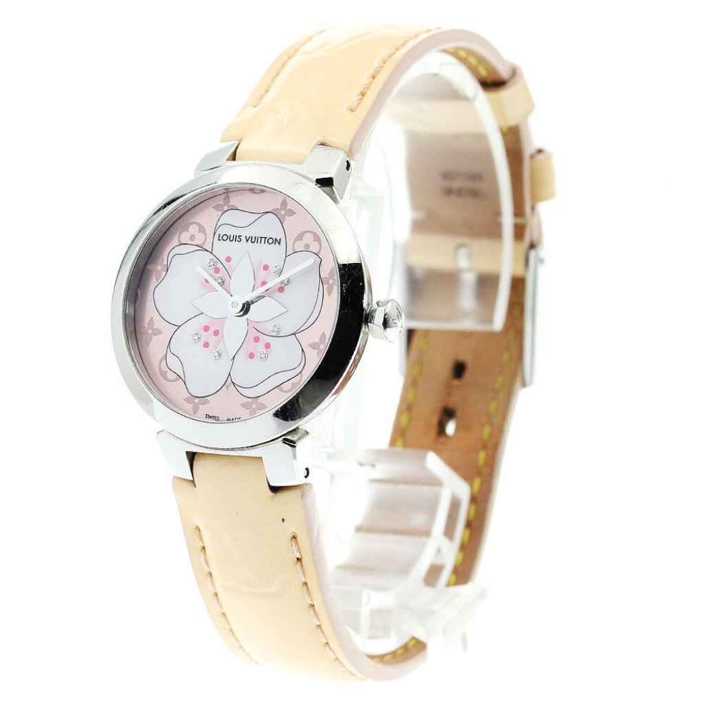 Louis Vuitton Tambour Q12mge 8p Diamond Quartz Ladies Watch